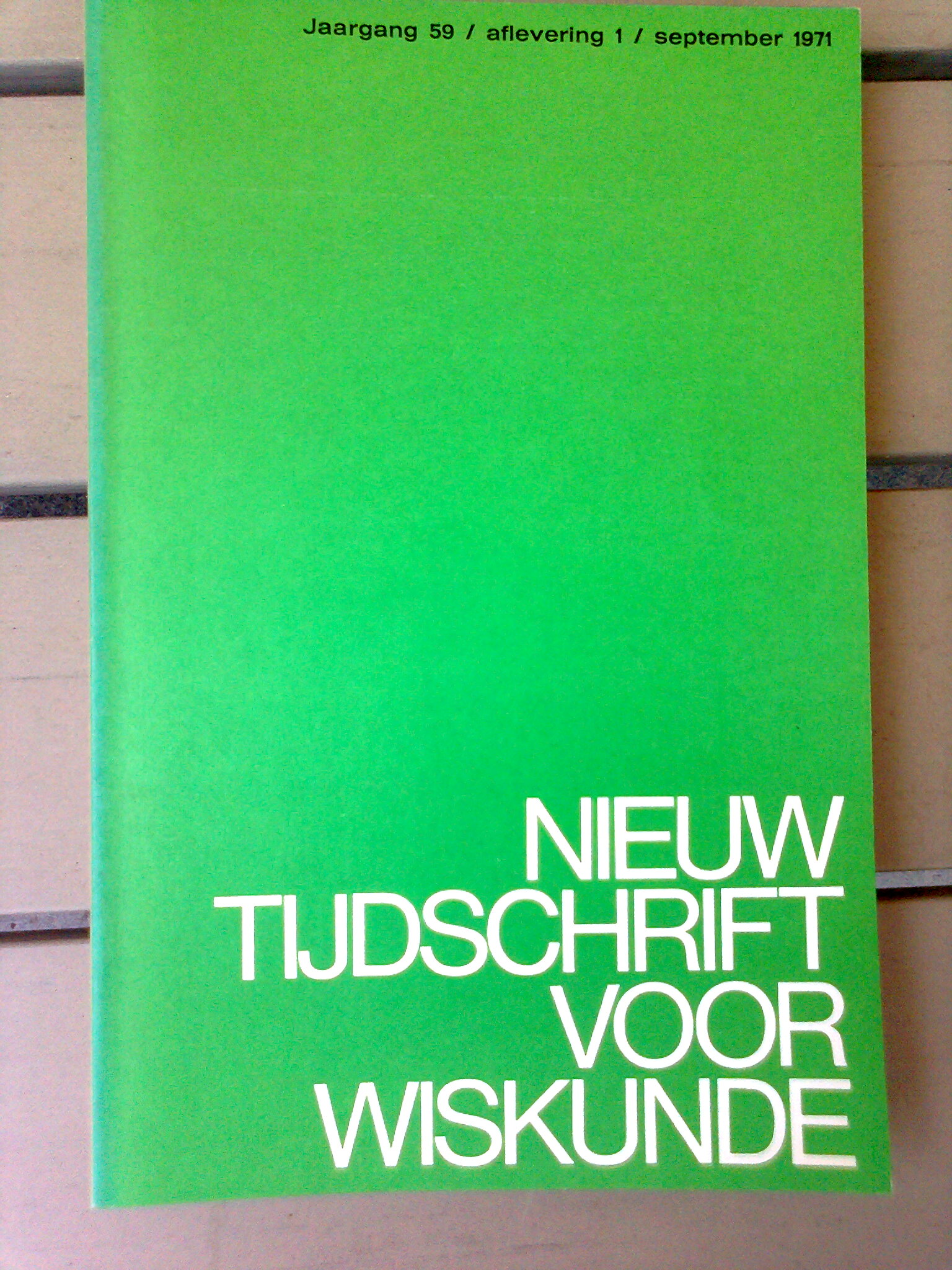 Nieuw Tijdschrift voor Wiskunde 59e jaargang 1971/1972