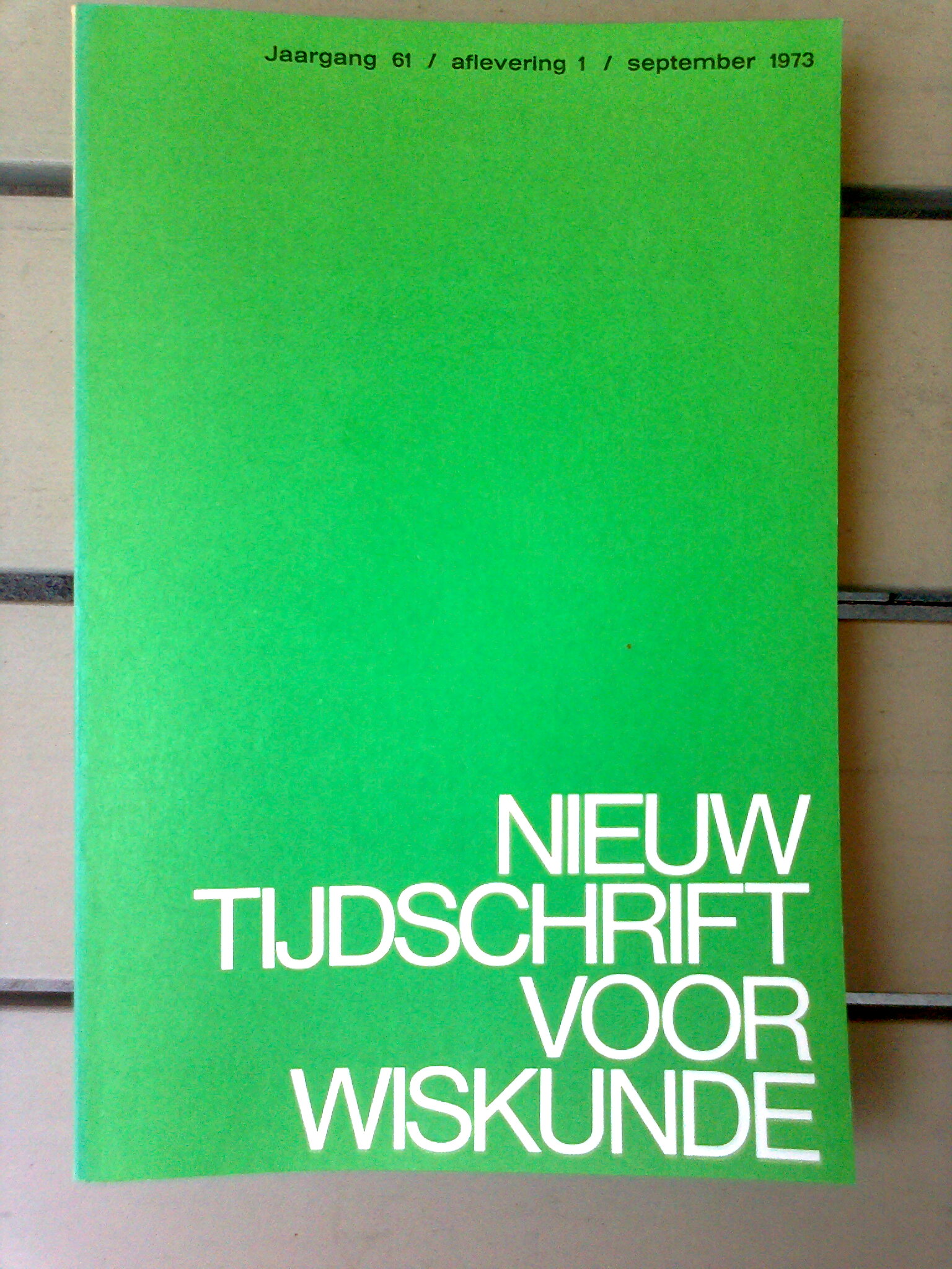 Nieuw Tijdschrift voor Wiskunde 61e jaargang 1973/1974