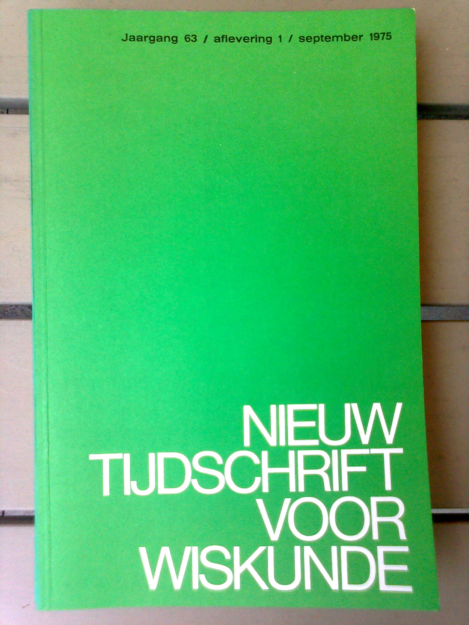Nieuw Tijdschrift voor Wiskunde 63e jaargang 1975/1976