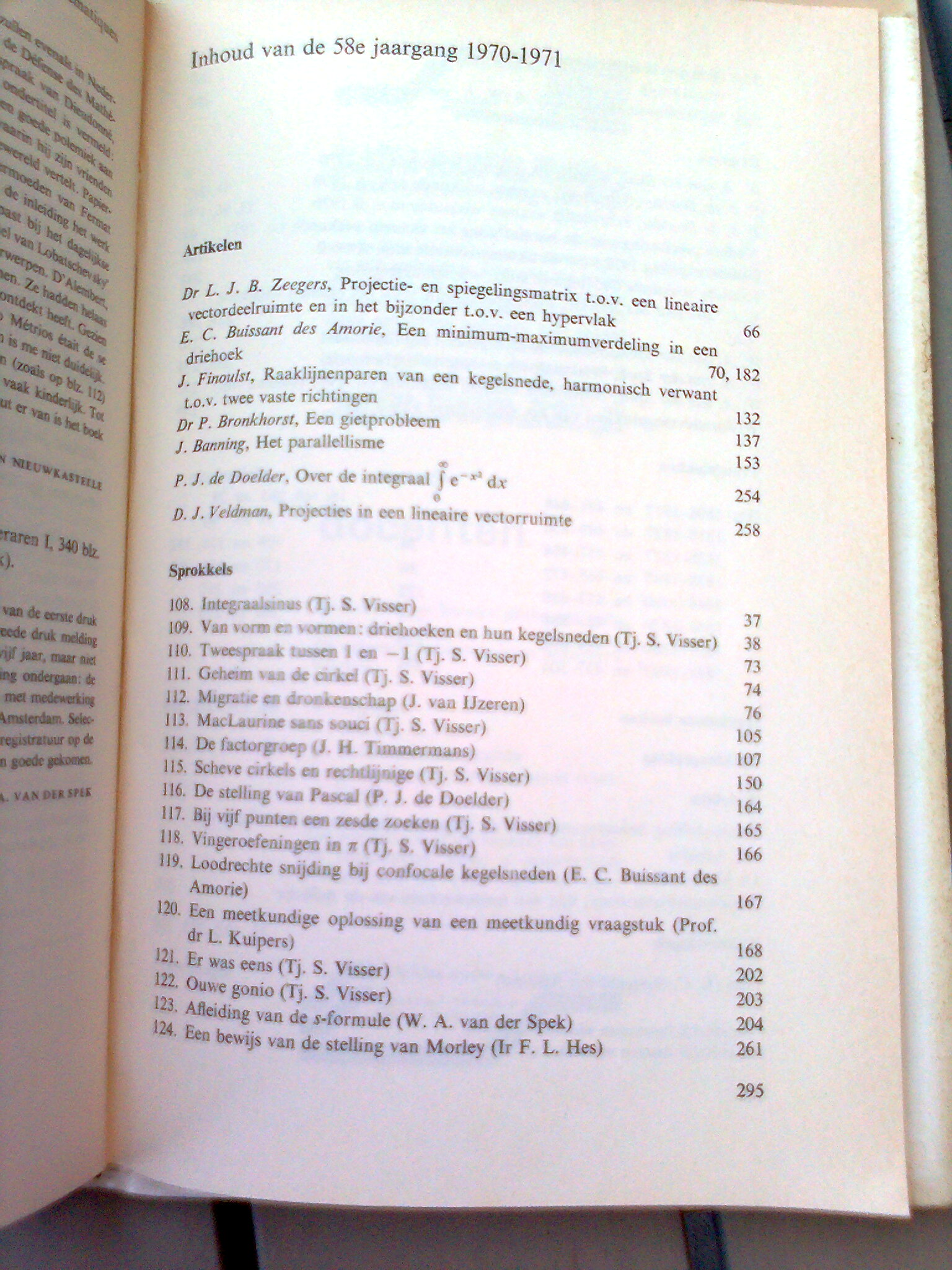 Nieuw Tijdschrift voor Wiskunde 58e jaargang 1970/1971
