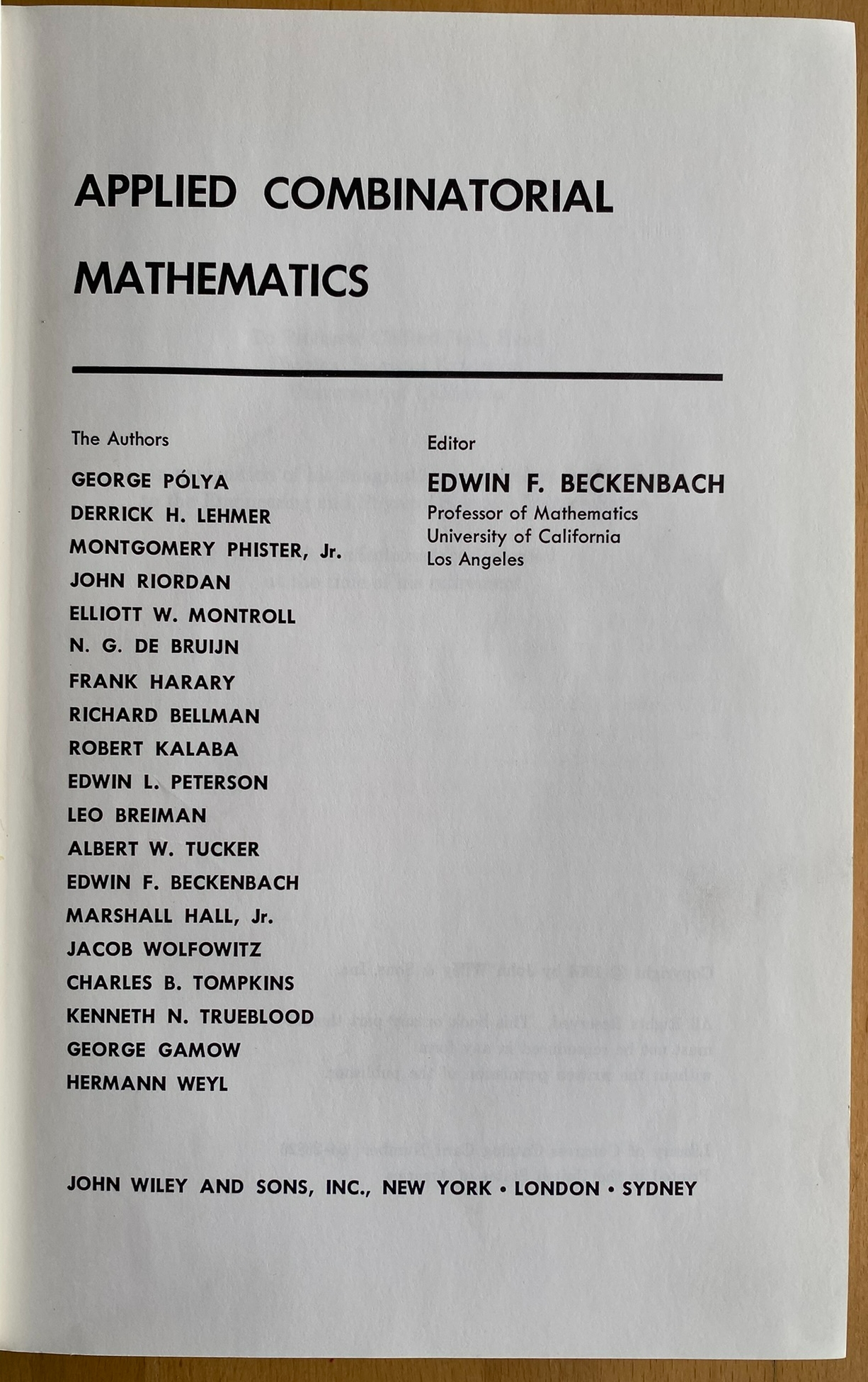 Applied Combinatorial Mathematics