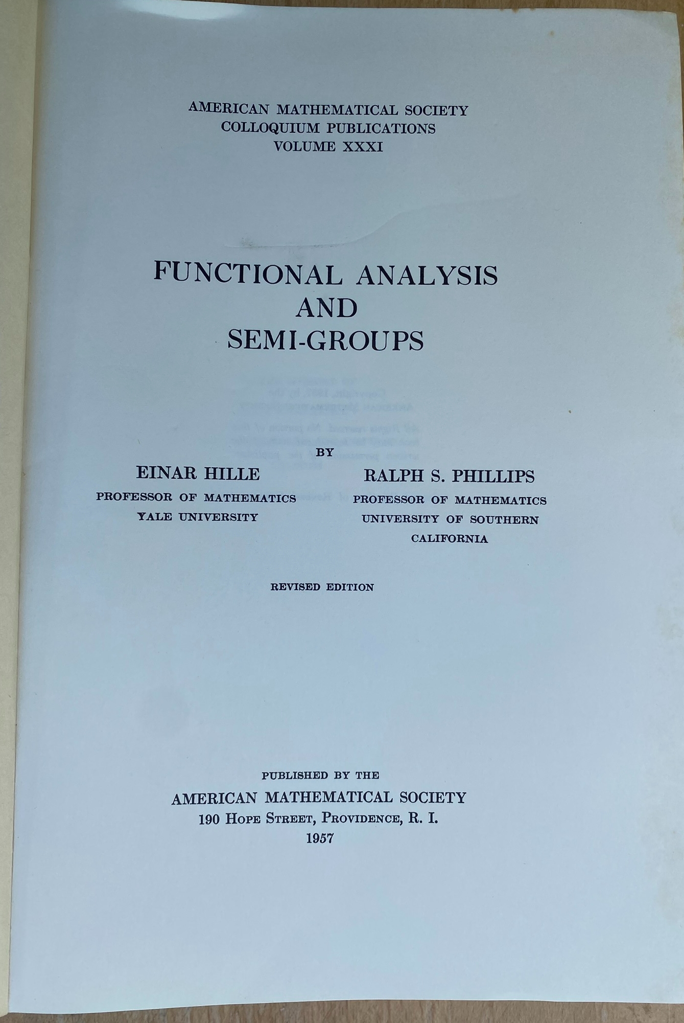 Functional Analysis And Semi-Groups