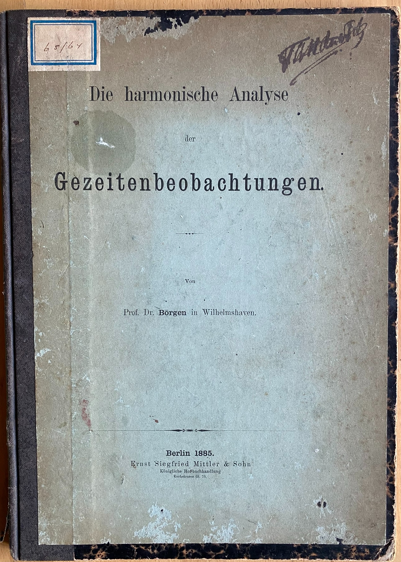 Die Harmonische Analyse Der Gezeitenbeobachtungen.
