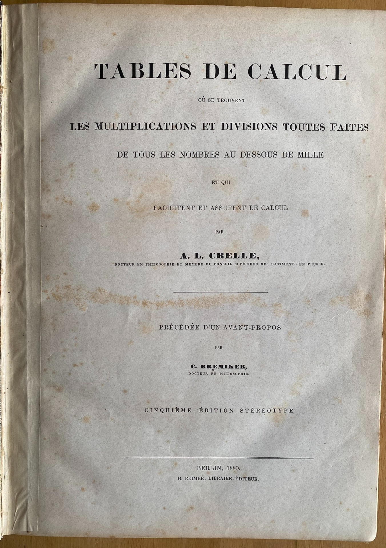 Tables De Calcul Ou Se Trouvent Les Multiplications Et Divisions Toutes Faites De Tous Les Nombres Au Dessous De Mille