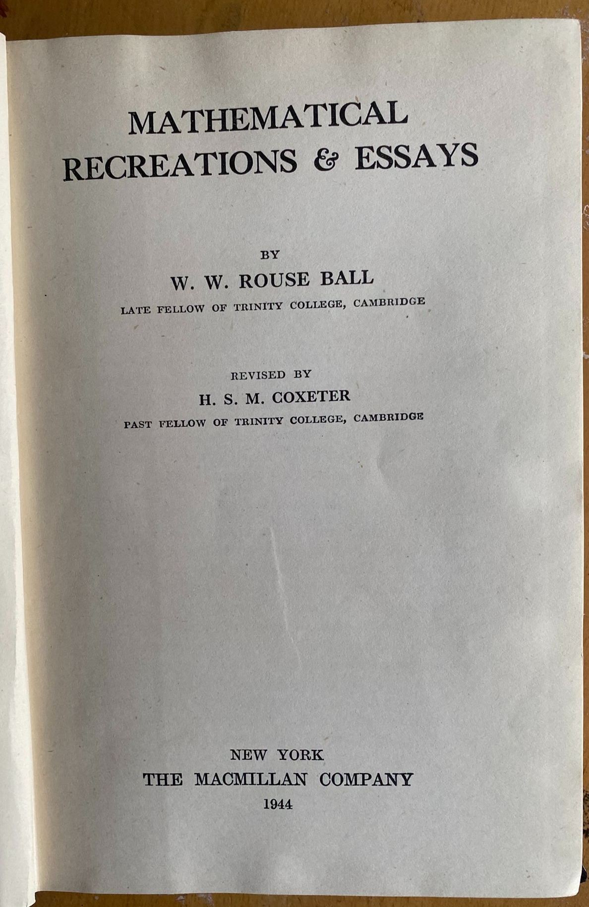 Mathematical Recreations and Essays