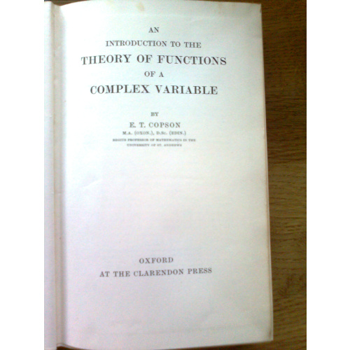Theory of Functions of a Complex Variable
