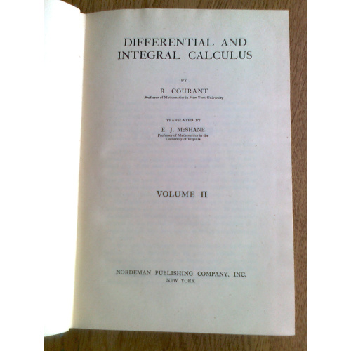 Differential and Integral Calculus volume II