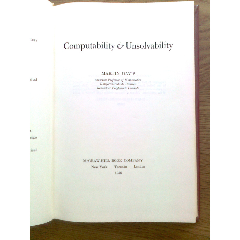 Computability and Unsolvability