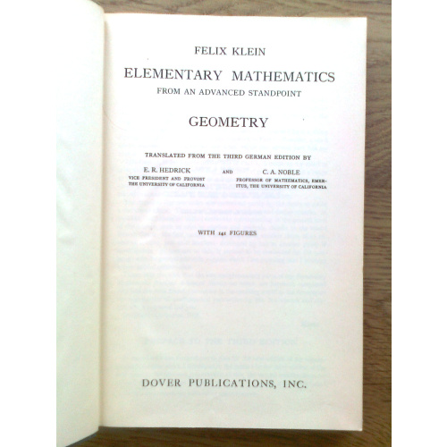 Elementary Mathematics from an Advanced Standpoint - Geometry
