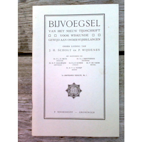 Bijvoegsel van het Nieuw Tijdschrift voor Wiskunde; gewijd aan onderwijsbelangen; 1e jaargang 1924/25; nr. 1