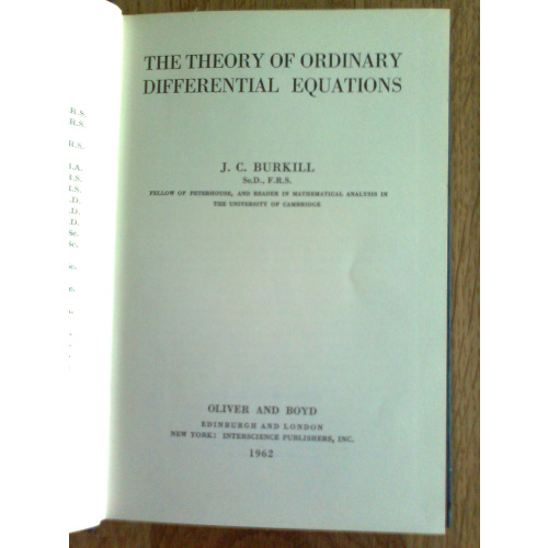 The Theory of Ordinary Differential Equations