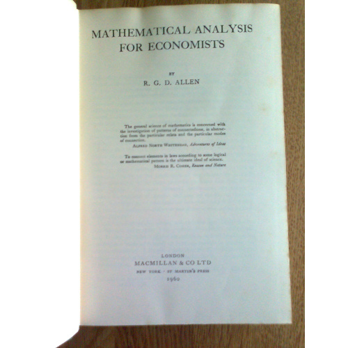 Mathematical Analysis for Economists