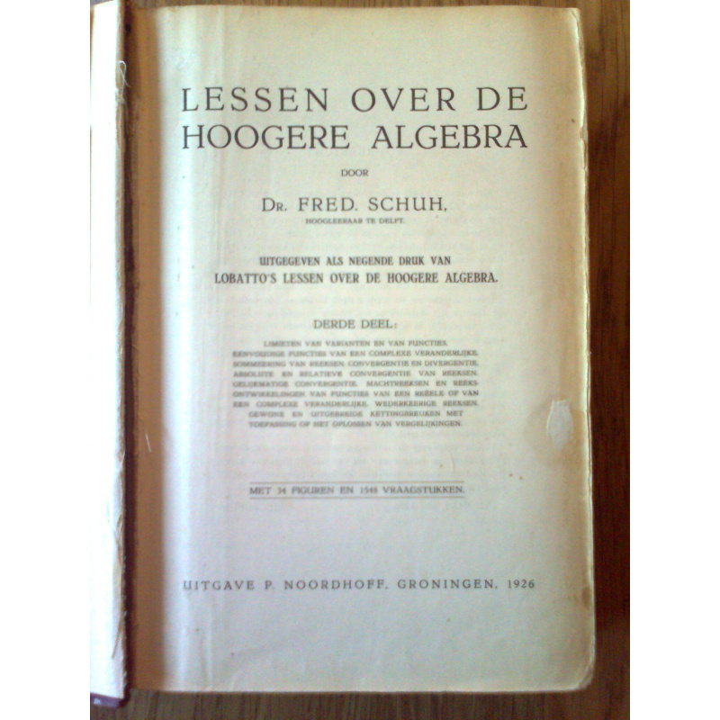 Lessen over de Hoogere Algebra - 3e deel