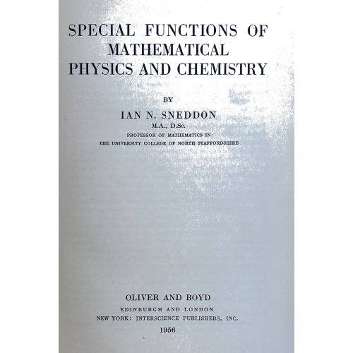 Special Functions of Mathematical Physics and Chemistry