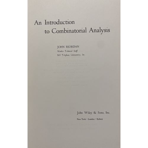 An Introduction to Combinatorial Analysis