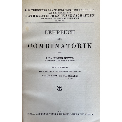 Lehrbuch Der Combinatorik