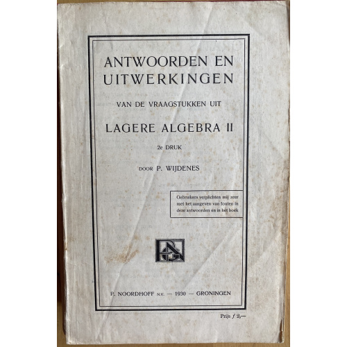 Antwoorden En Uitwerkingen Van De Vraagstukken Uit Algebra Ii