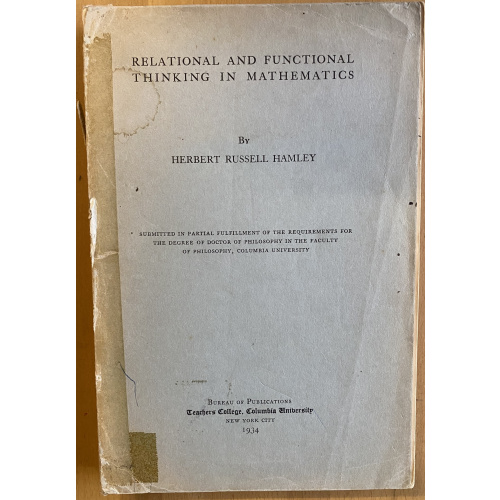 Relational And Functional Thinking In Mathematics