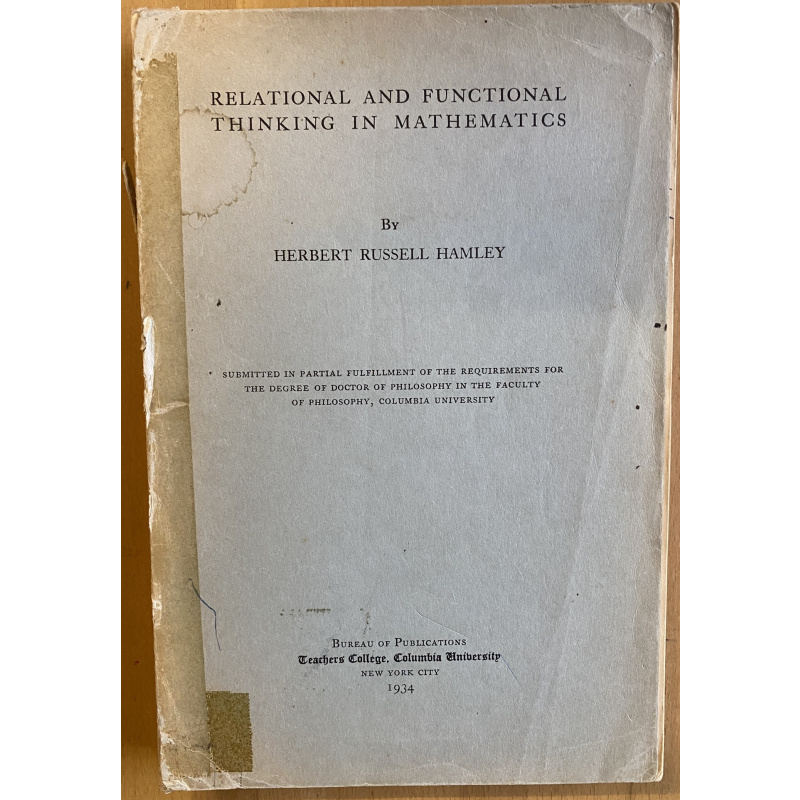 Relational And Functional Thinking In Mathematics