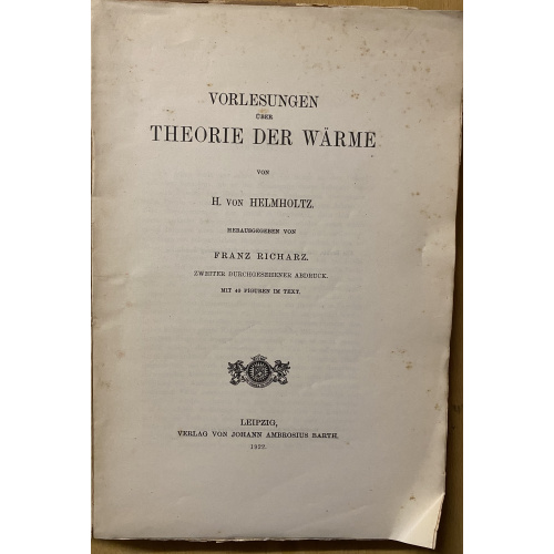 Vorlesungen Uber Theorie Der Warme