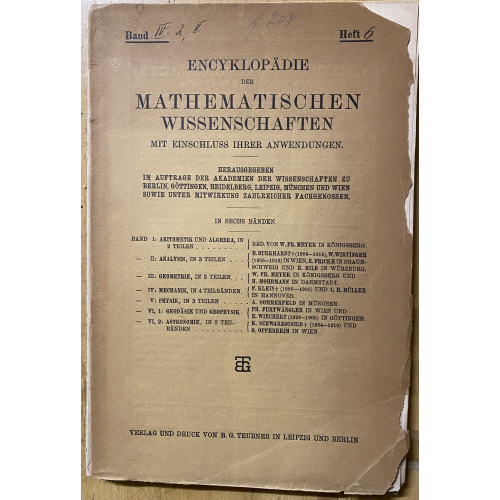 Encyklopadie Der Mathematischen Wissenschaften Mit Einschluss Ihrer Anwendungen