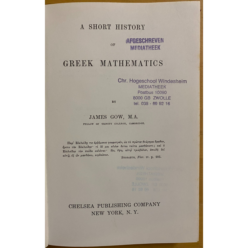 A Short History Of Greek Mathematics