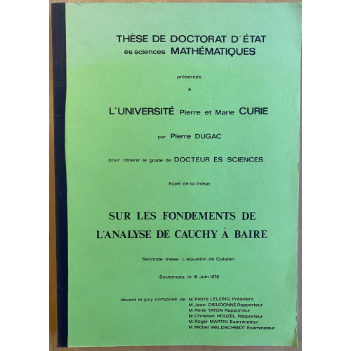 Sur Les Fondements De L'analyse De Cauchy A Baire