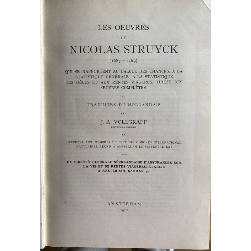Les Oeuvres De Nicholas Struyck (1687-1769)