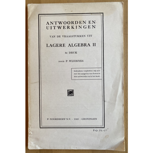 Uitwerkingen van Lagere Algebra II
