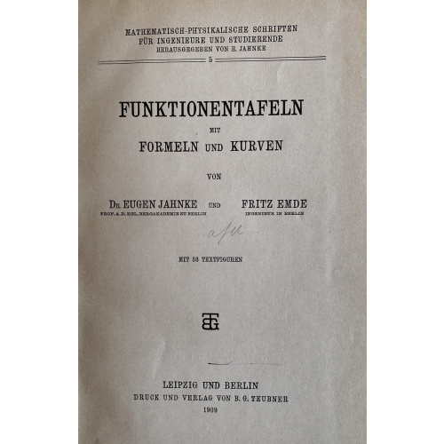 Funktionentafeln mit Formeln und Kurven