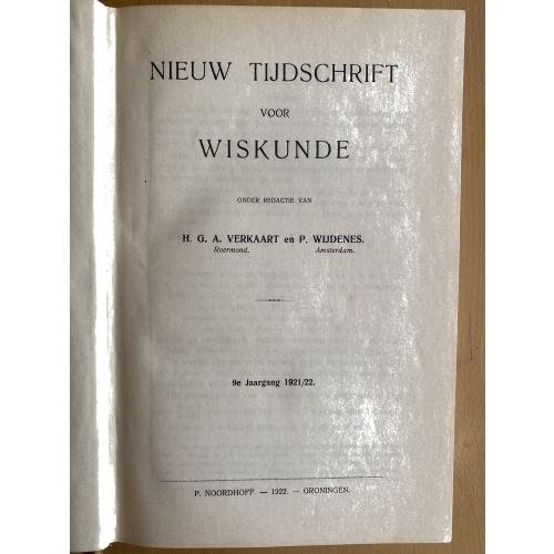 Nieuw Tijdschrift voor Wiskunde jaargang 9 (1921-22)