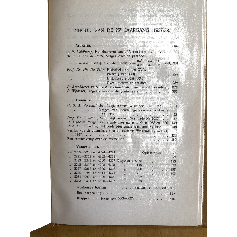 Nieuw Tijdschrift voor Wiskunde jaargang 25 (1937-38)