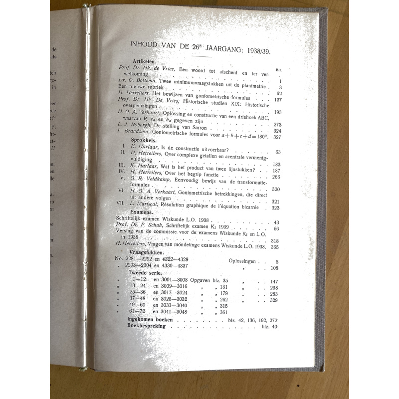 Nieuw Tijdschrift voor Wiskunde jaargang 26 (1938-39)