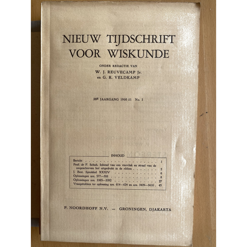 Nieuw Tijdschrift voor Wiskunde jaargang 38 (1950-51)
