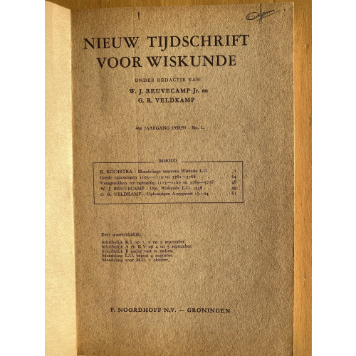 Nieuw Tijdschrift voor Wiskunde jaargang 46 (1958-59)