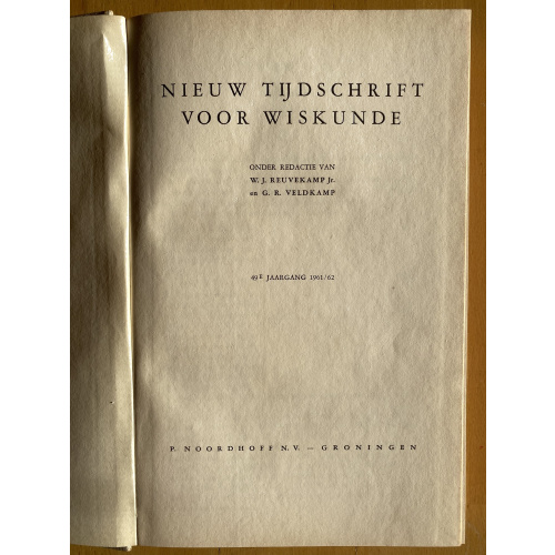 Nieuw Tijdschrift voor Wiskunde jaargang 49 (1961-62)