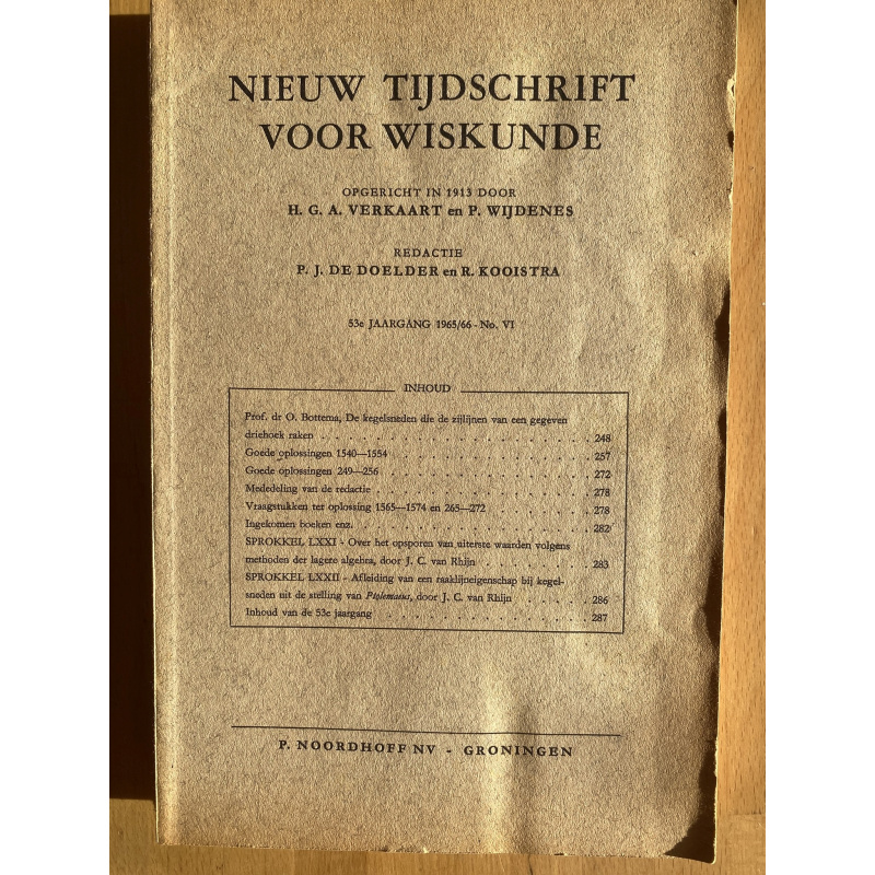 Nieuw Tijdschrift voor Wiskunde jaargang 53 (1965-66)